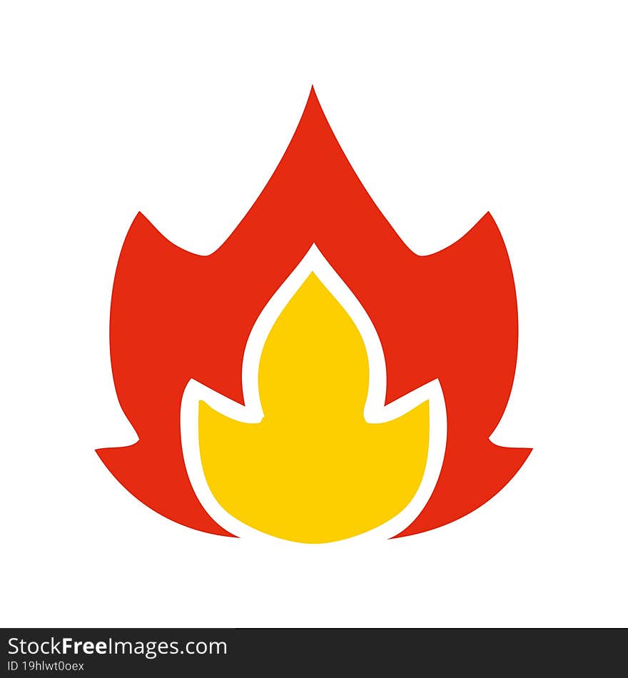 flat color retro cartoon of a fire