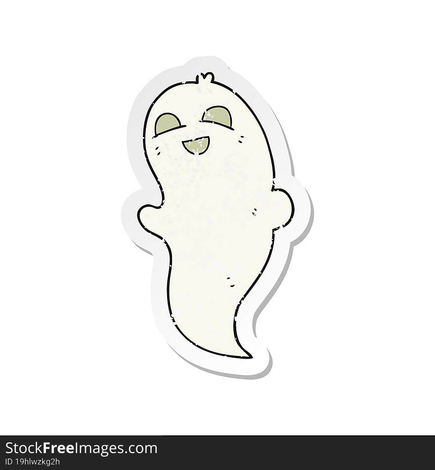 Retro Distressed Sticker Of A Cartoon Halloween Ghost