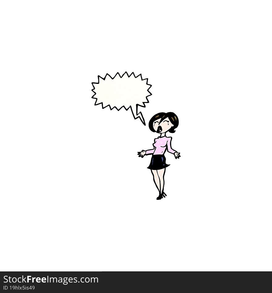 cartoon woman with speech bubble