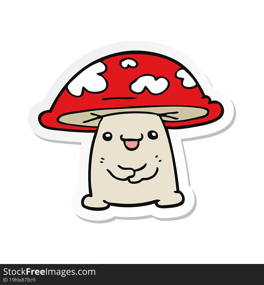 sticker of a cartoon mushroom character