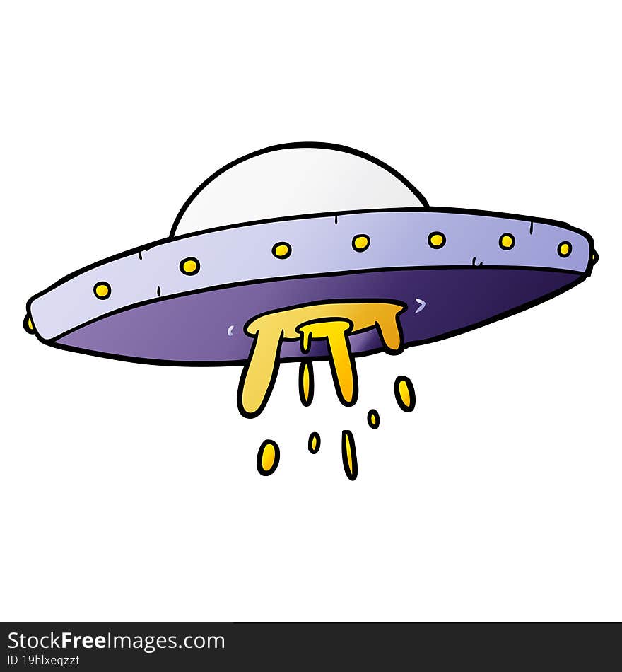 cartoon flying UFO. cartoon flying UFO