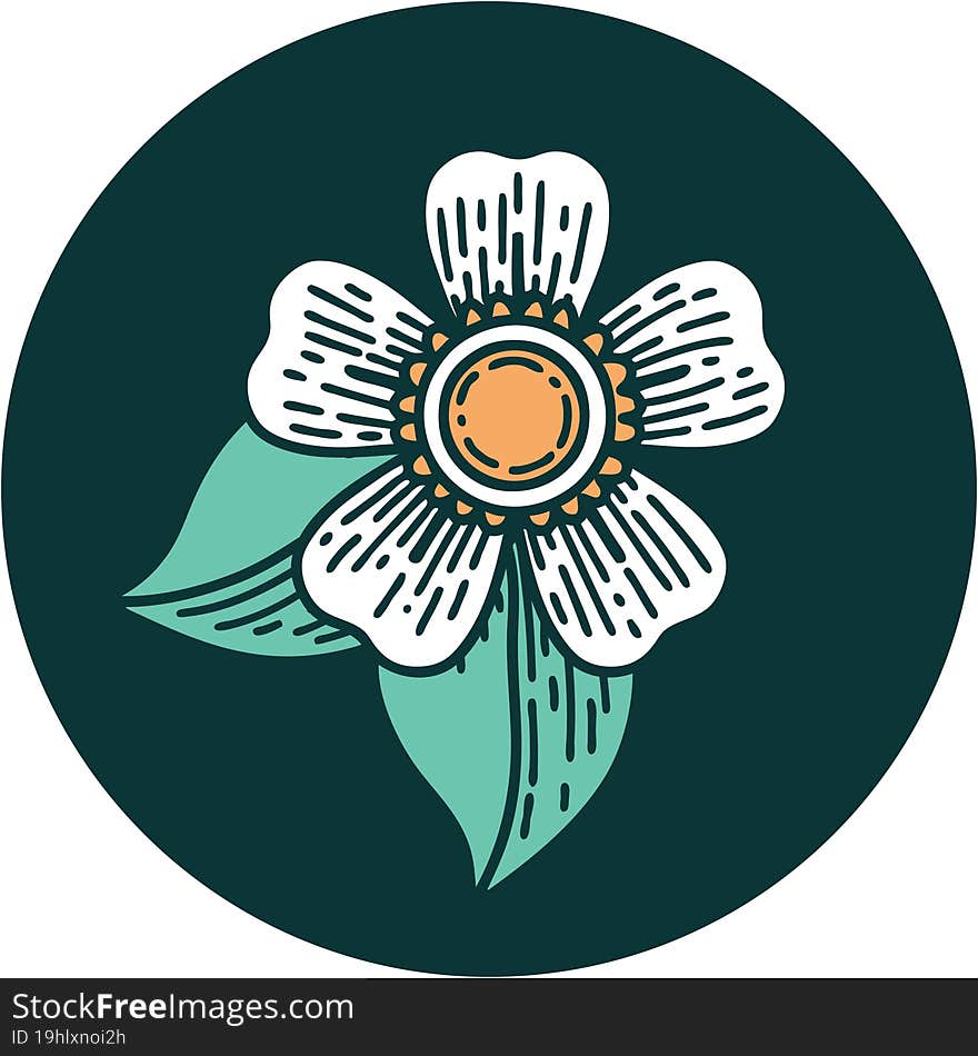 iconic tattoo style image of a flower. iconic tattoo style image of a flower