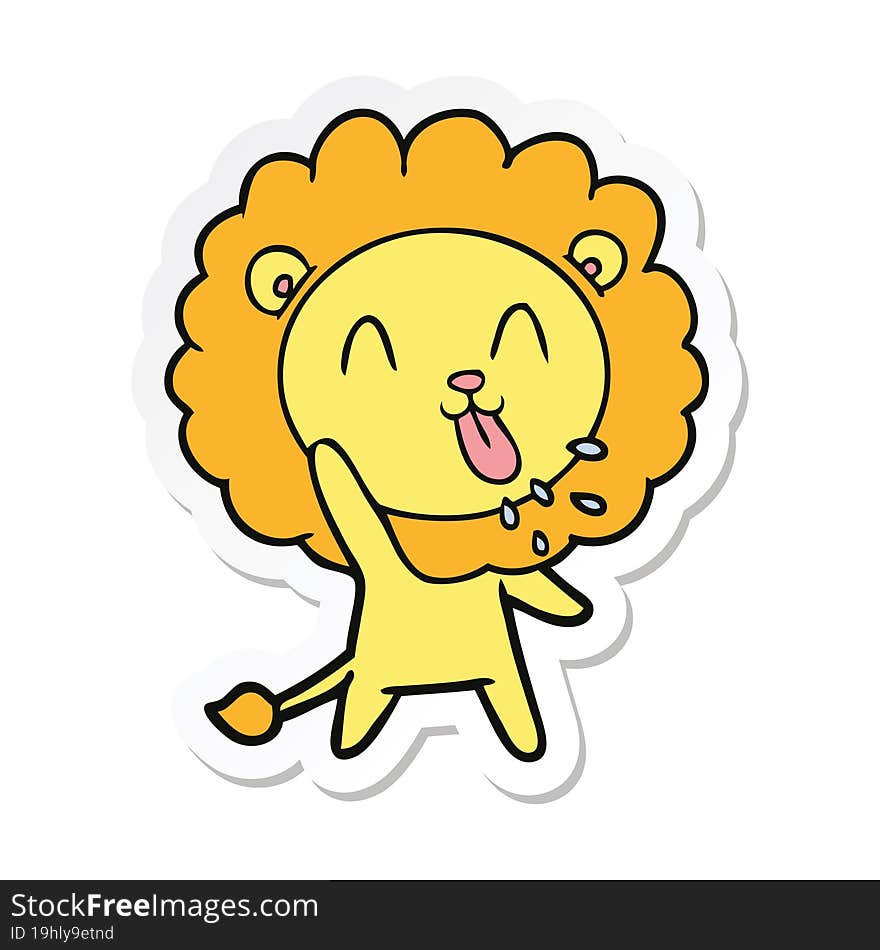 sticker of a happy cartoon lion