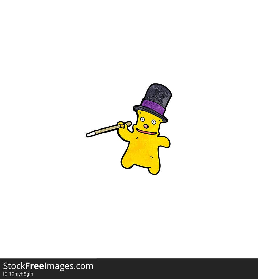 Cartoon Teddy Bear With Top Hat And Cane