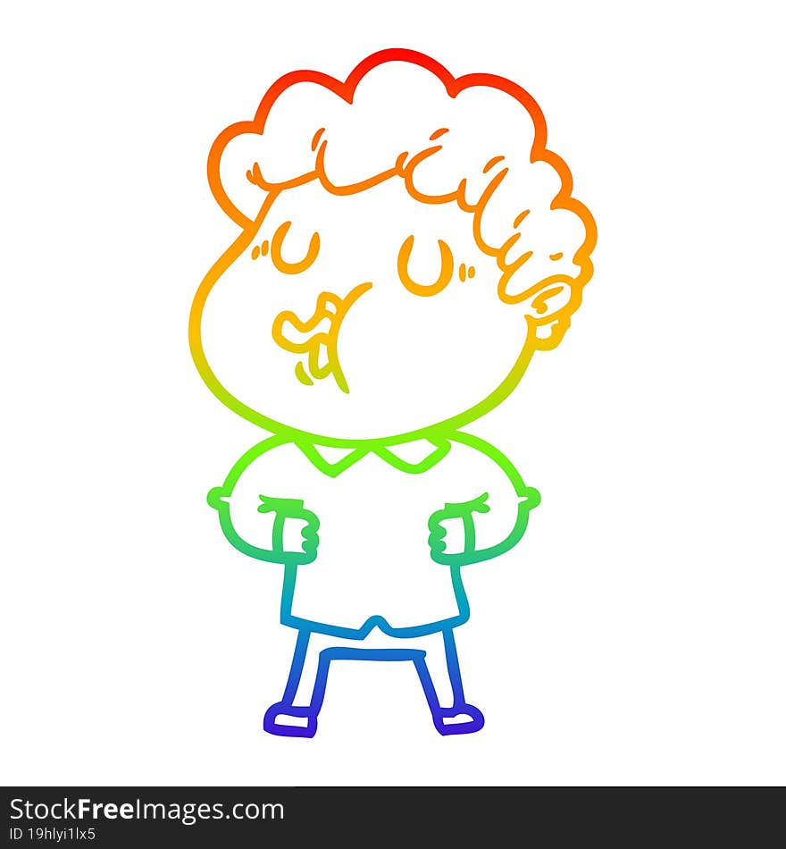 Rainbow Gradient Line Drawing Cartoon Man Singing