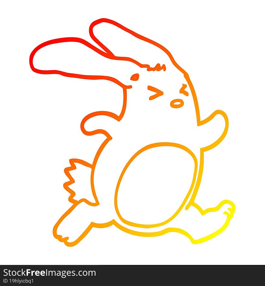 Warm Gradient Line Drawing Cartoon Rabbit