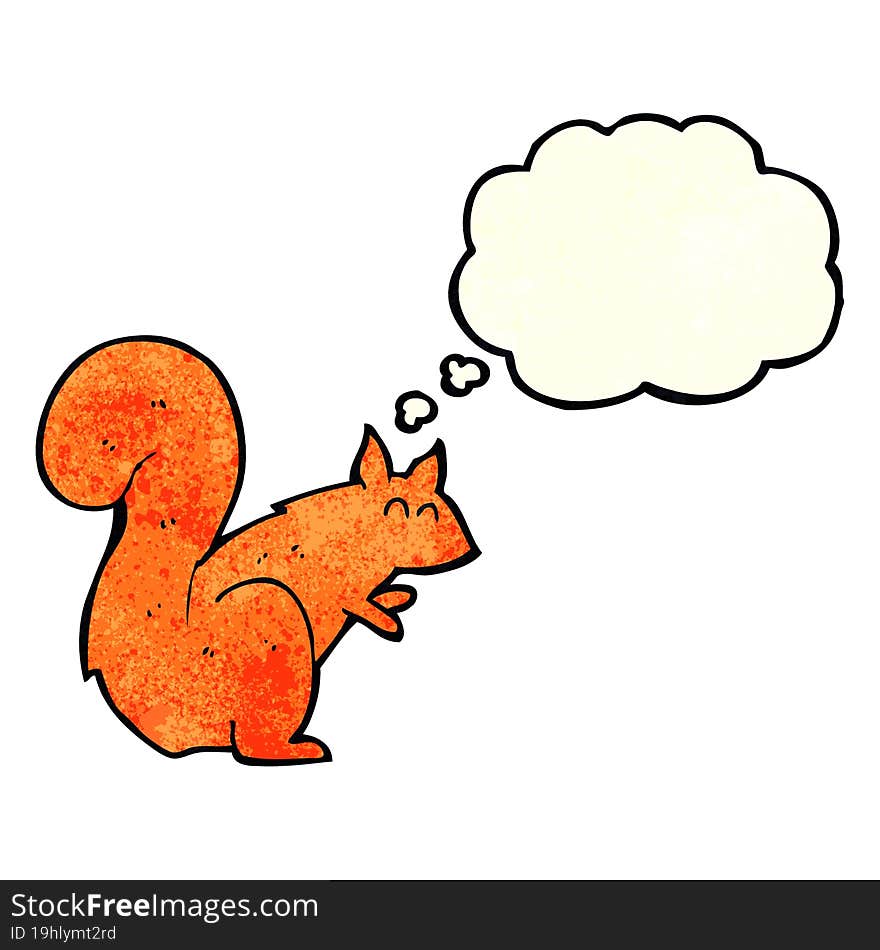 cartoon red squirrel with thought bubble