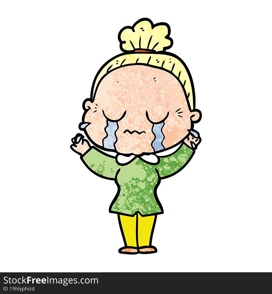 cartoon crying old lady. cartoon crying old lady