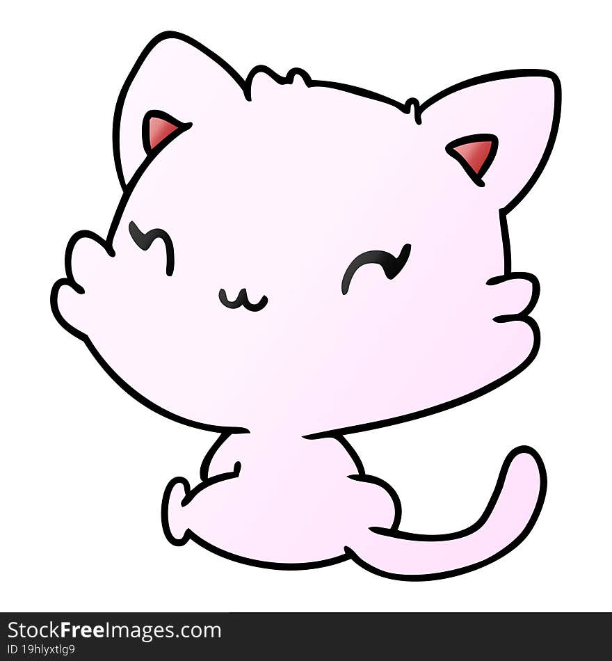 gradient cartoon of cute kawaii kitten