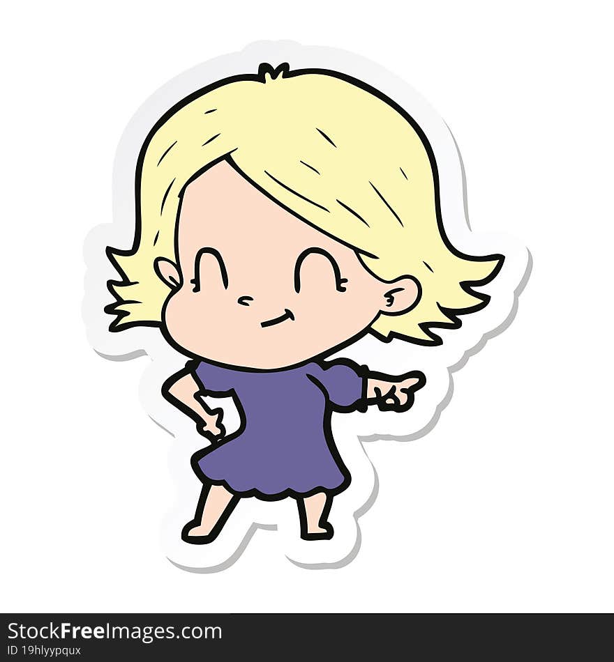 sticker of a cartoon friendly girl