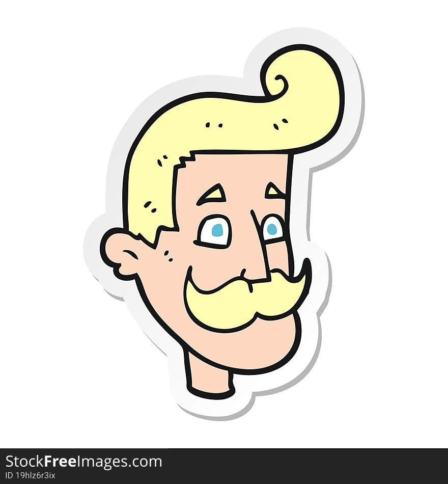 sticker of a cartoon man with mustache