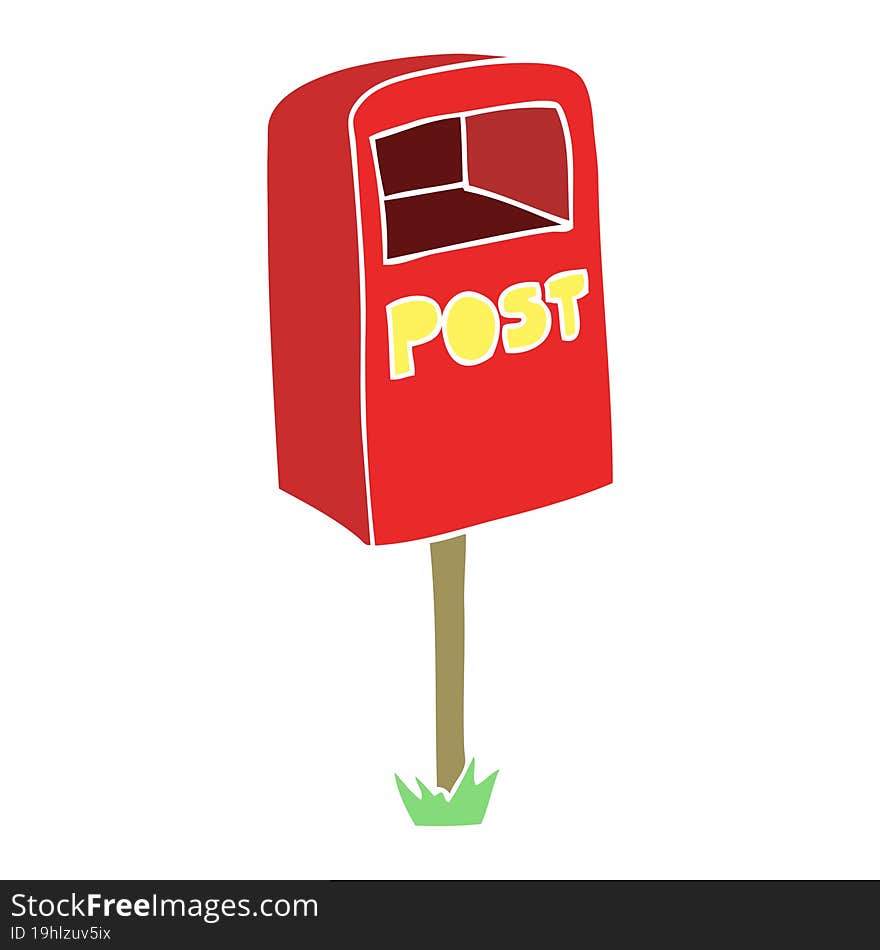 flat color illustration of a cartoon post box