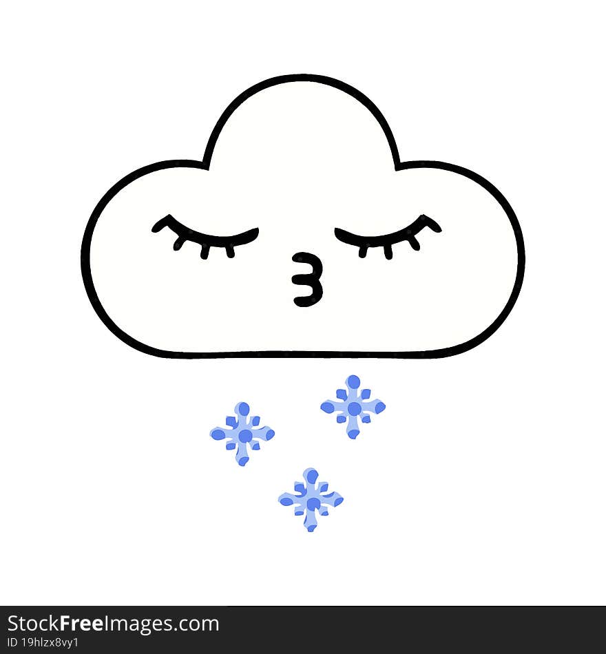 Comic Book Style Cartoon Snow Cloud