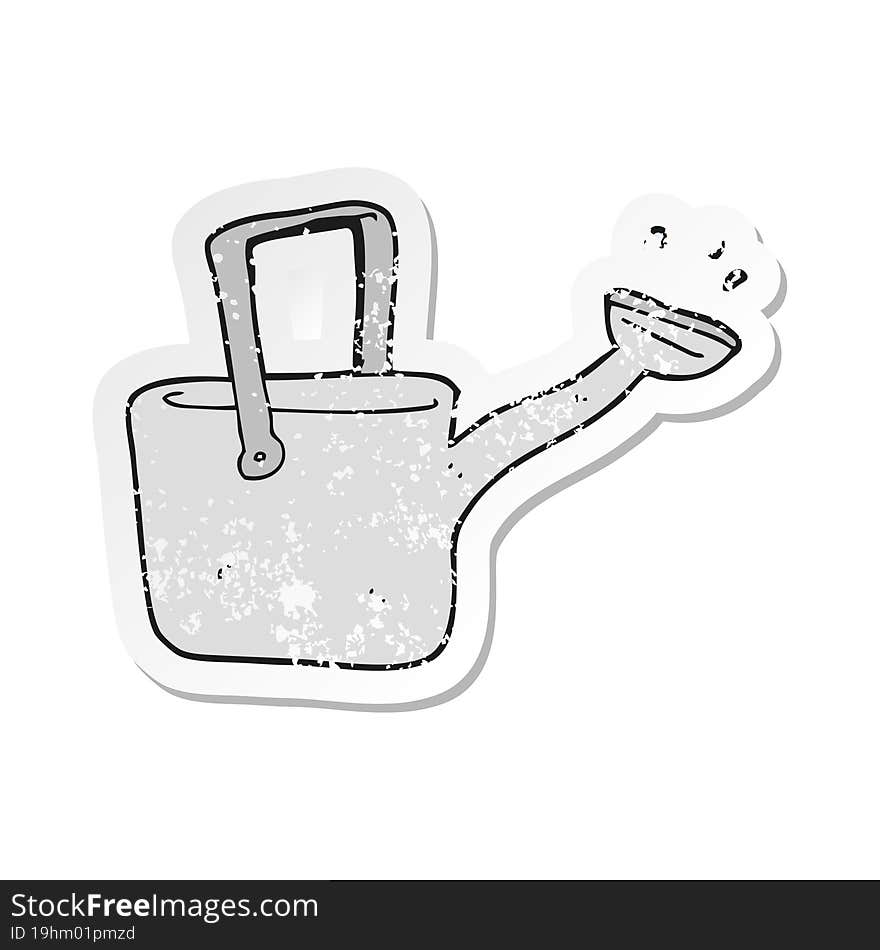 retro distressed sticker of a cartoon watering can