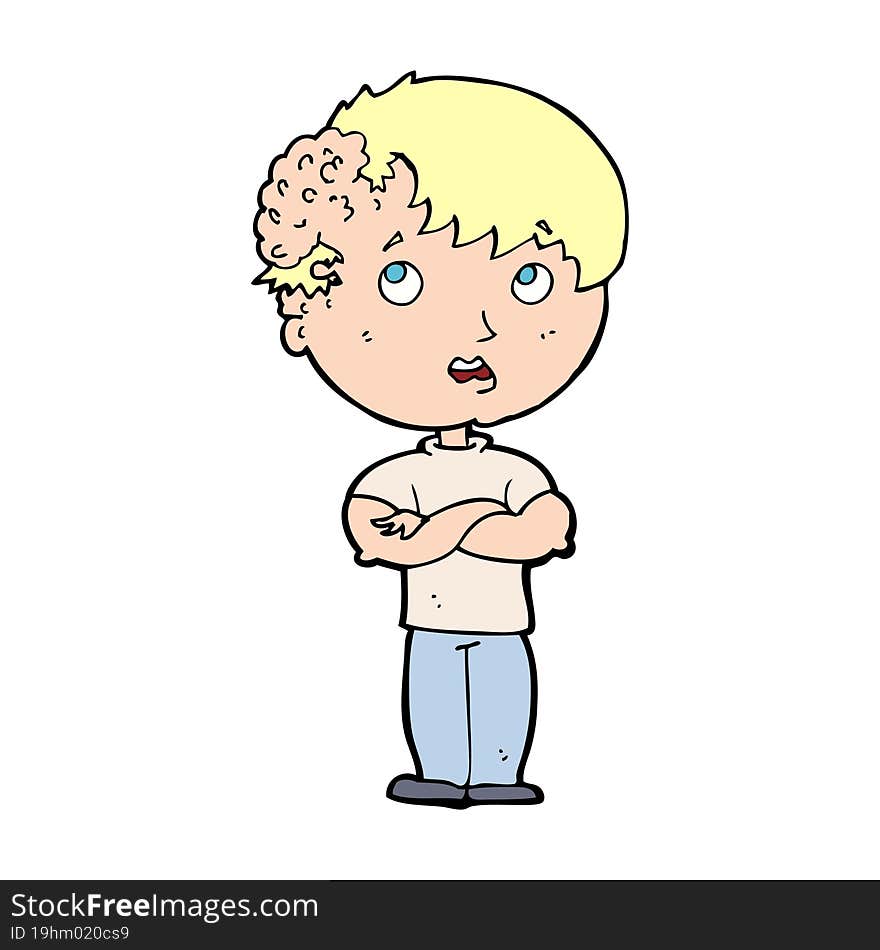 cartoon boy with growth on head