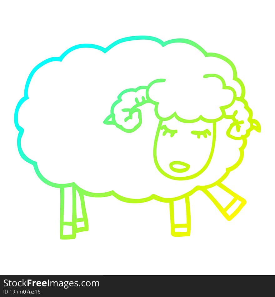 cold gradient line drawing cartoon cute sheep