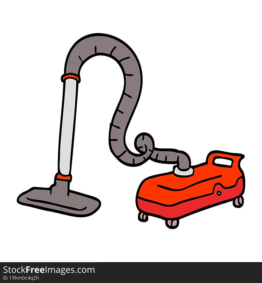 hand drawn doodle style cartoon vacuum hoover