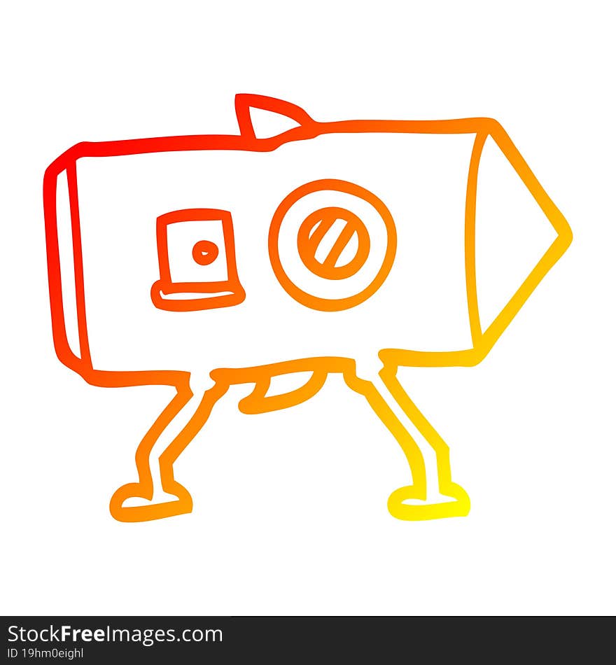 warm gradient line drawing cartoon landing spaceship