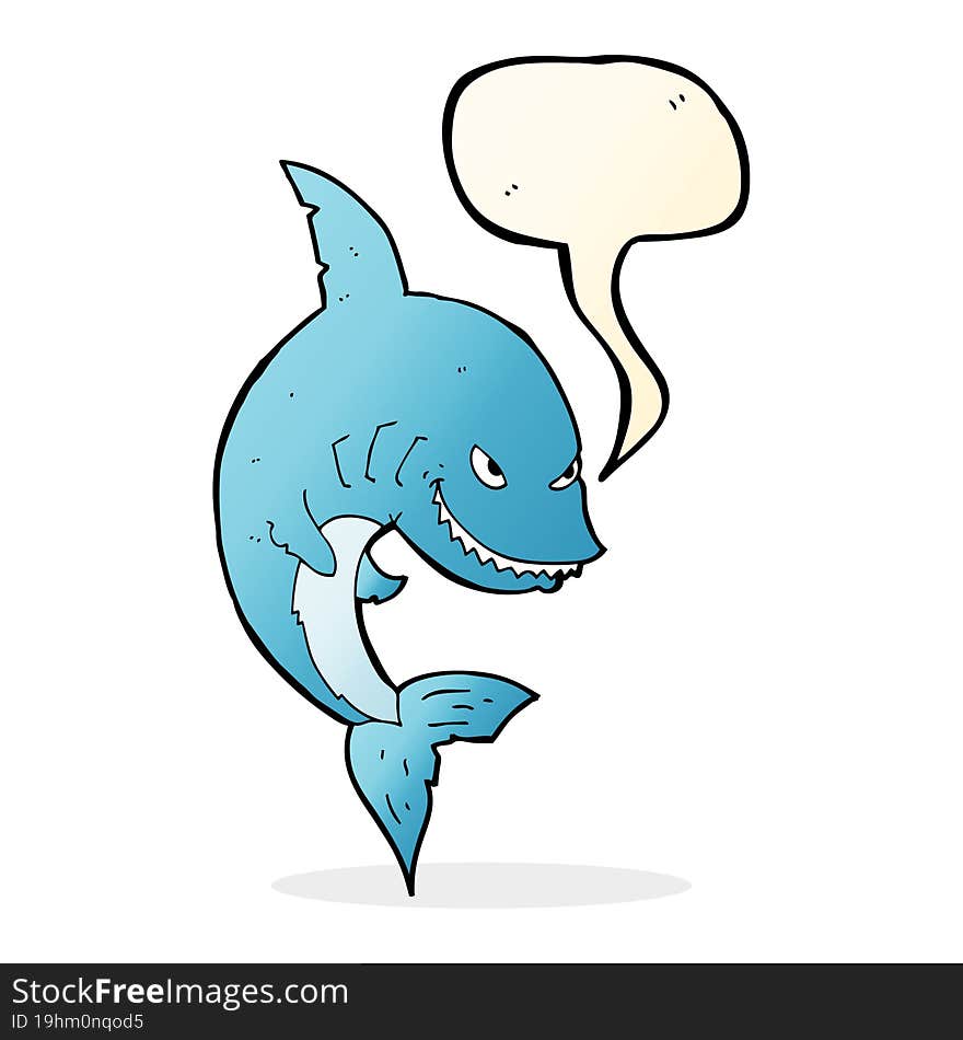 funny cartoon shark with speech bubble