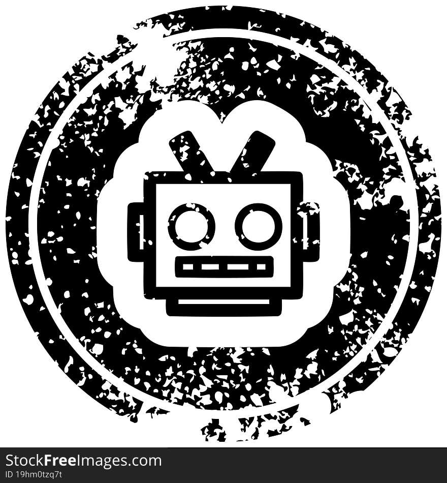 robot head distressed icon