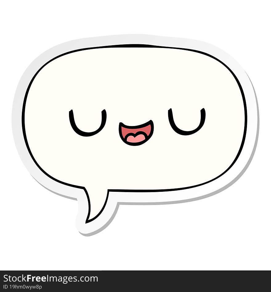 Cute Cartoon Face And Speech Bubble Sticker