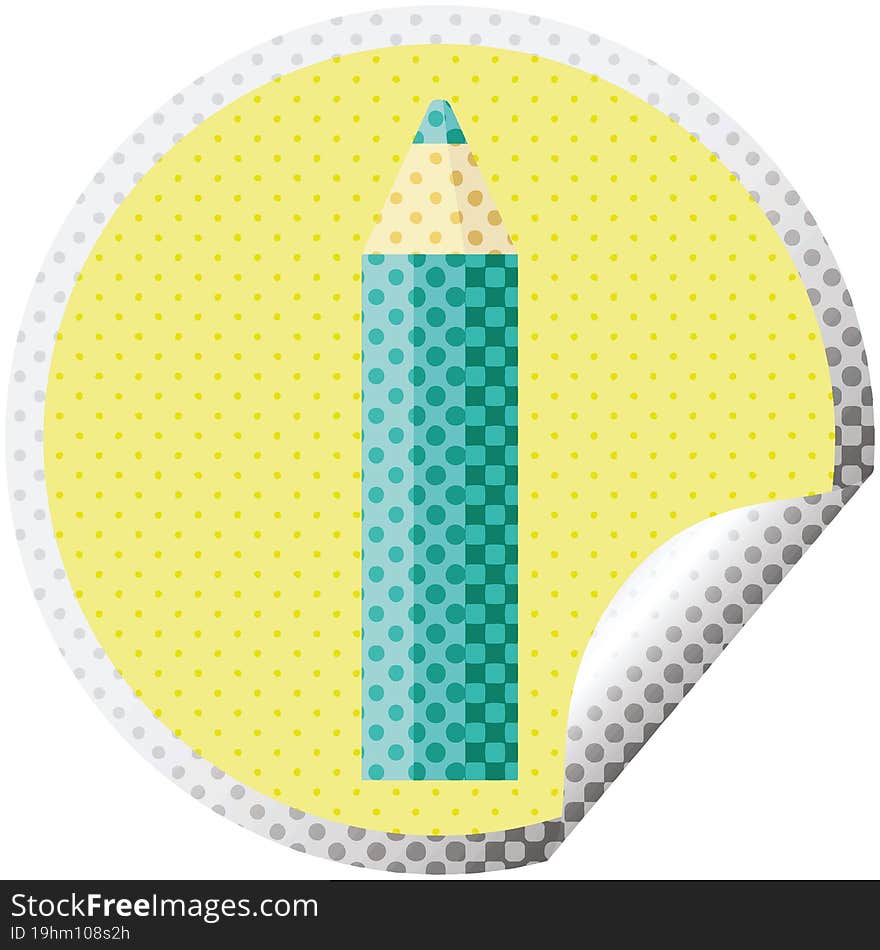 green coloring pencil graphic vector illustration circular sticker. green coloring pencil graphic vector illustration circular sticker