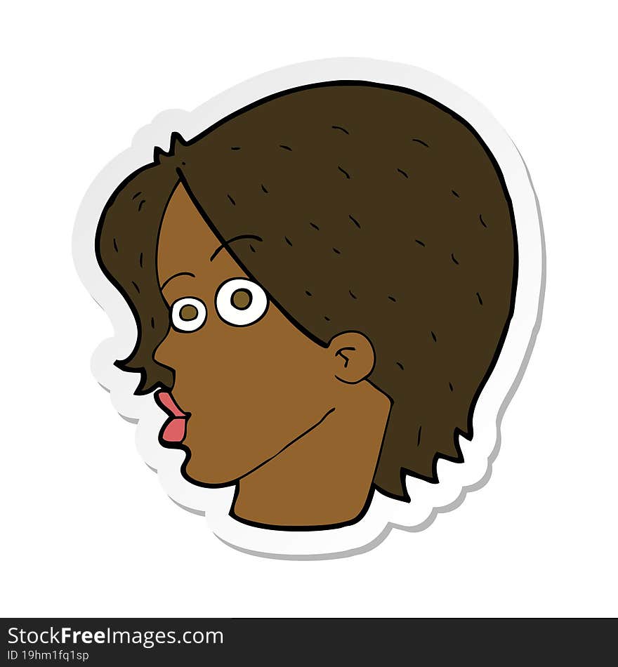 sticker of a cartoon female face