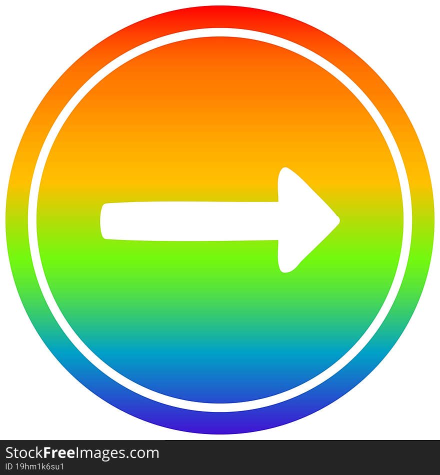 pointing arrow circular icon with rainbow gradient finish. pointing arrow circular icon with rainbow gradient finish