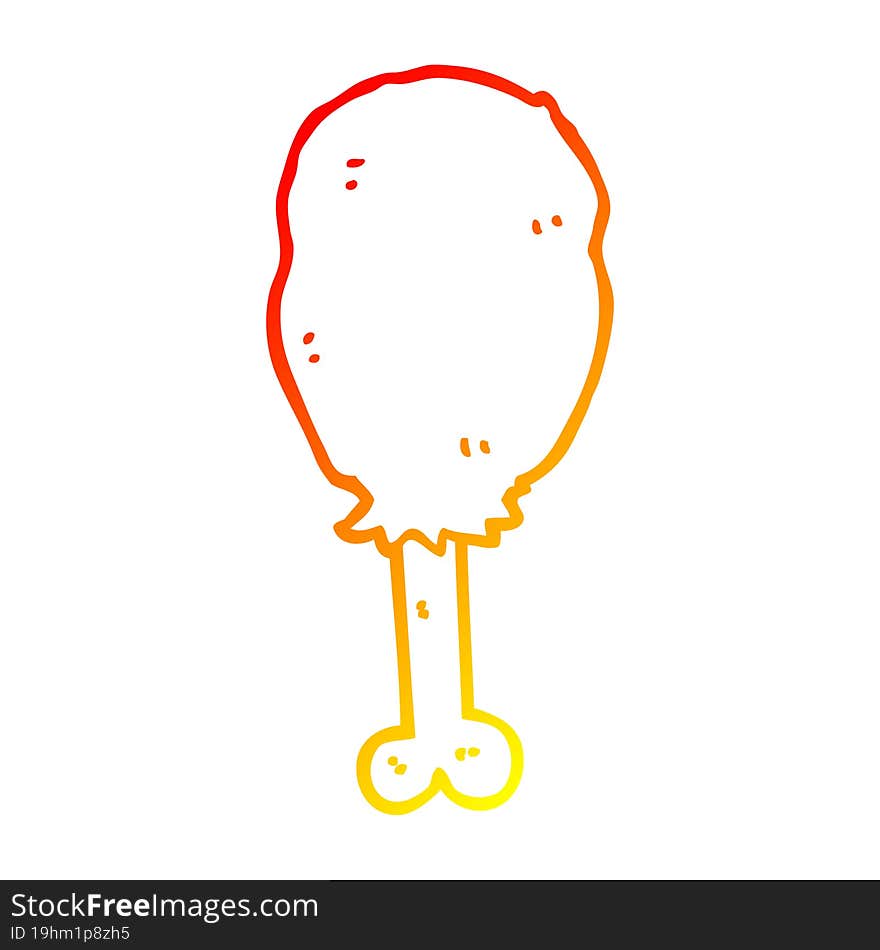 warm gradient line drawing of a cartoon chicken leg