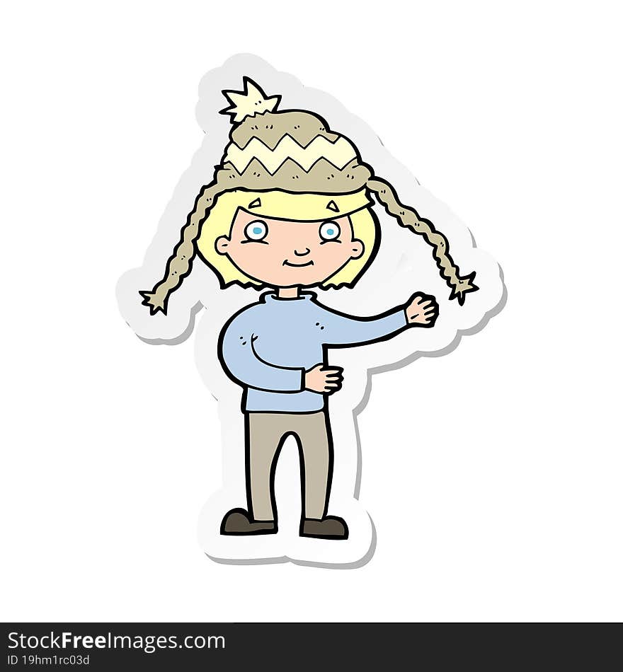 sticker of a cartoon man wearing winter hat