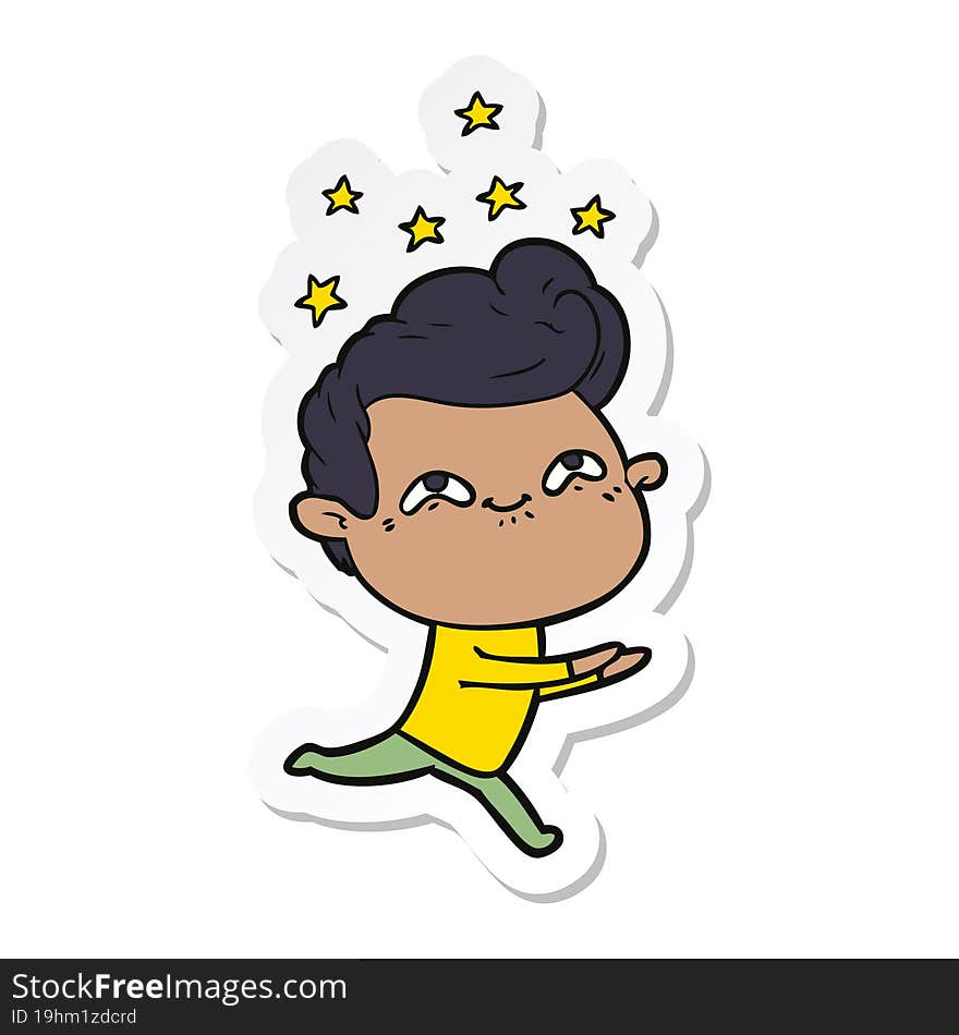 sticker of a cartoon excited man