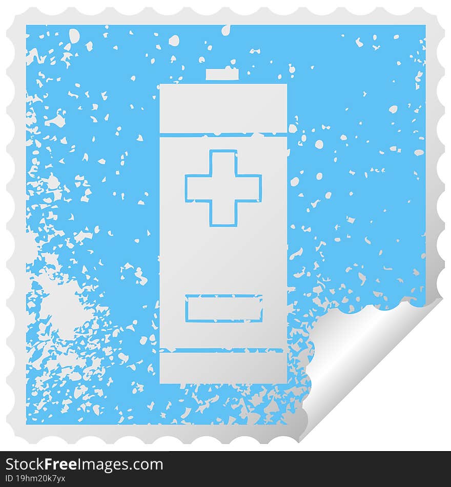 distressed square peeling sticker symbol electrical battery