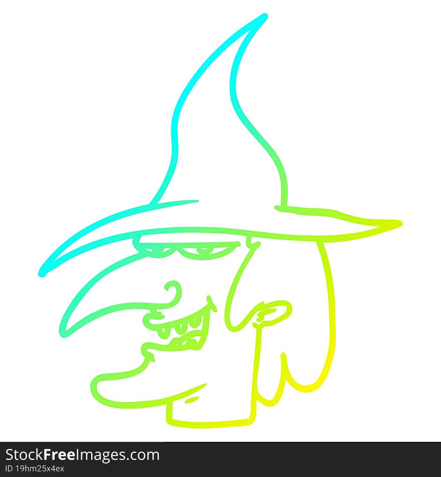 cold gradient line drawing cartoon witch