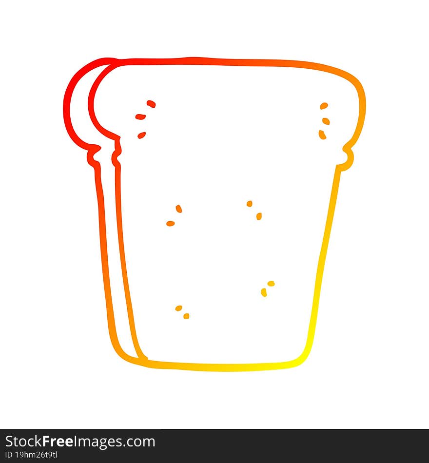 warm gradient line drawing of a cartoon slice of bread