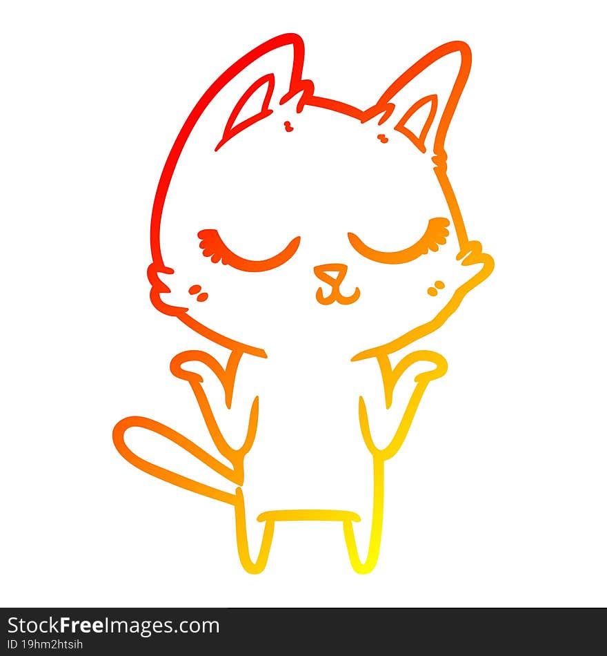 warm gradient line drawing calm cartoon cat