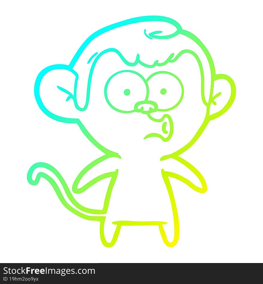 cold gradient line drawing cartoon hooting monkey