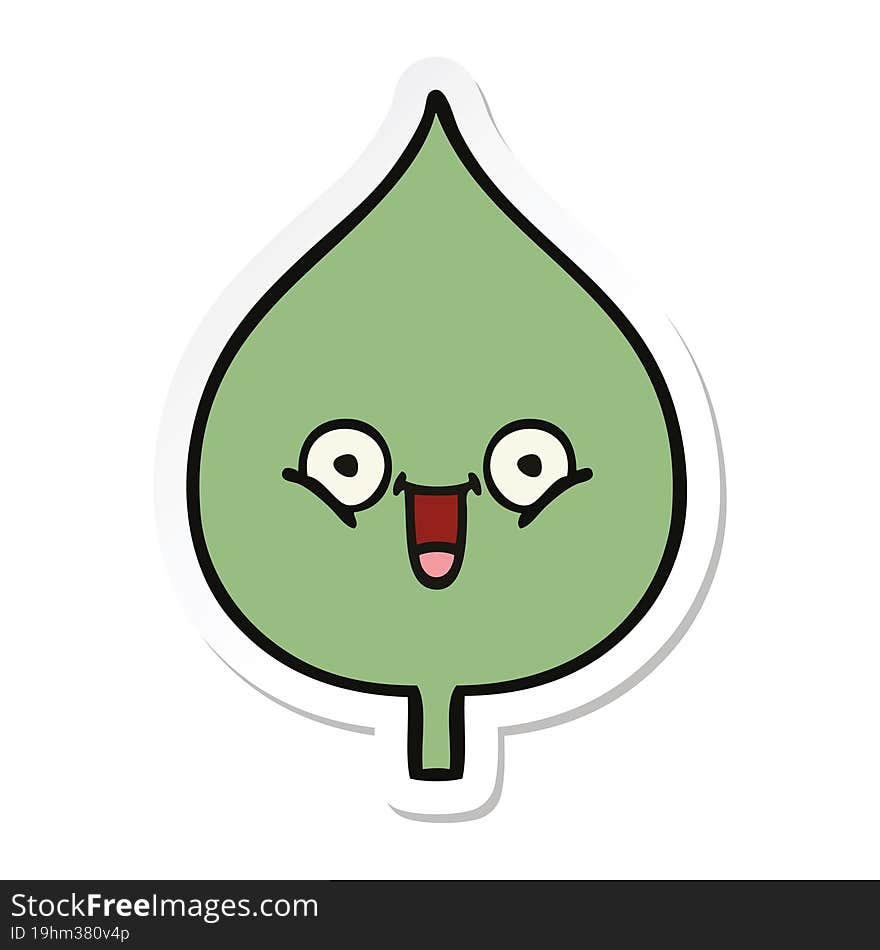 Sticker Of A Cute Cartoon Expressional Leaf