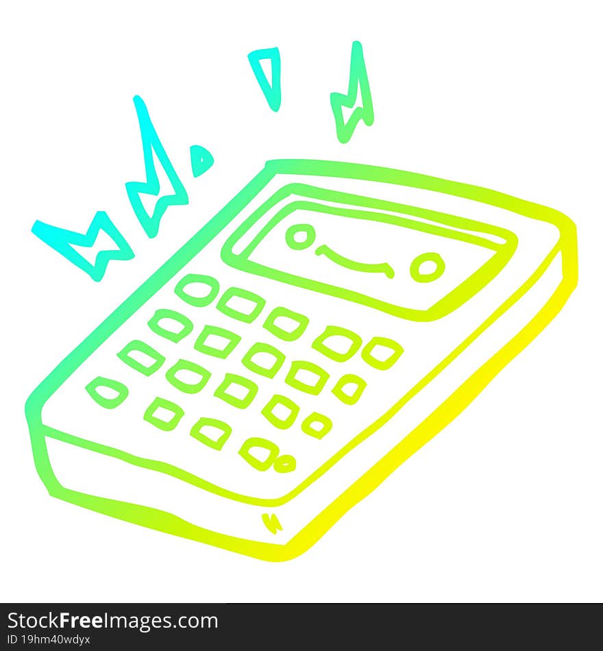 Cold Gradient Line Drawing Cartoon Calculator