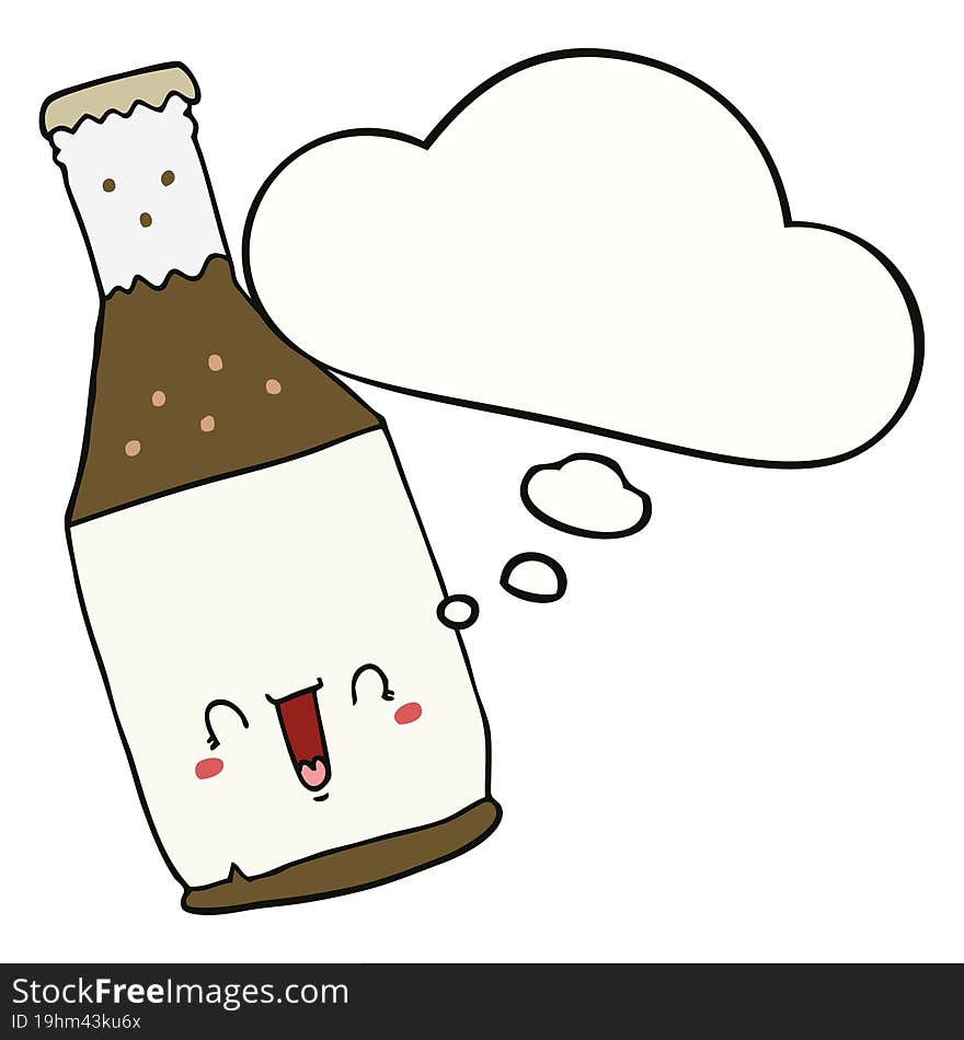 Cartoon Beer Bottle And Thought Bubble