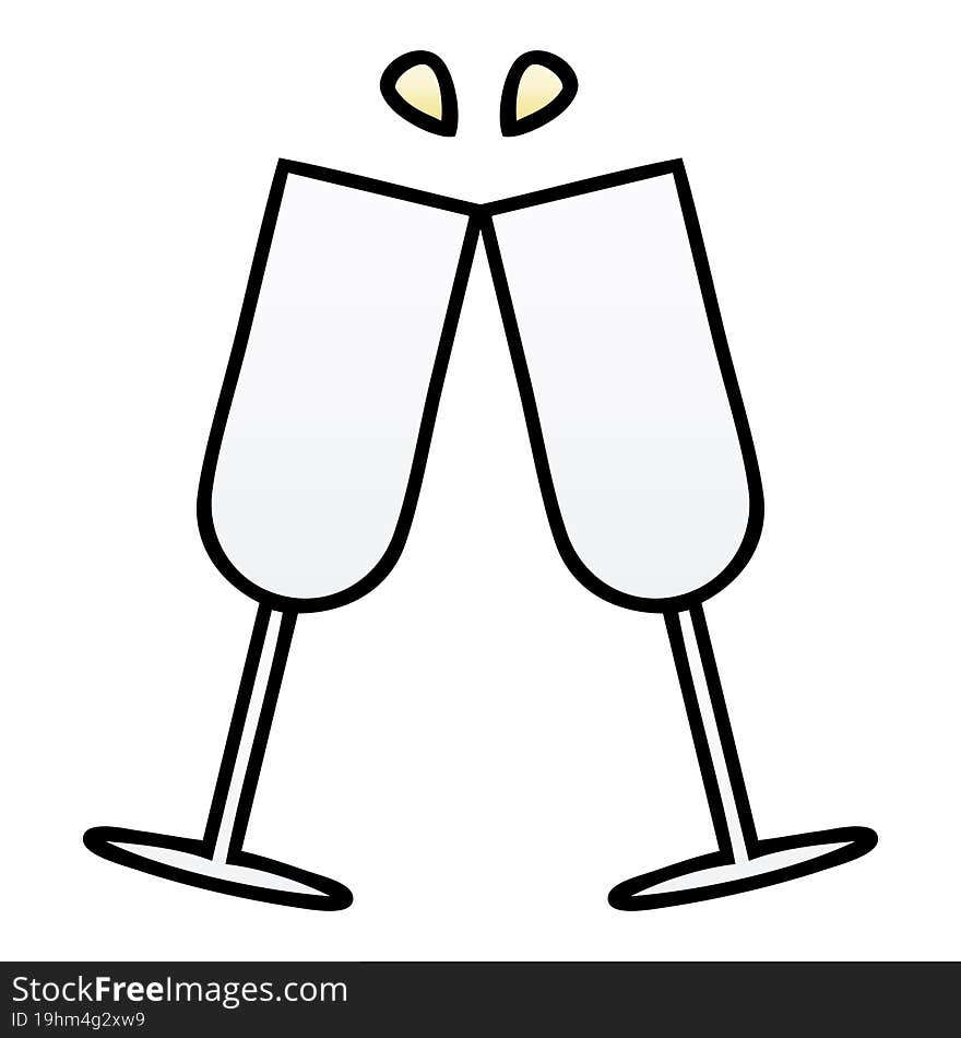 gradient shaded cartoon clinking champagne flutes