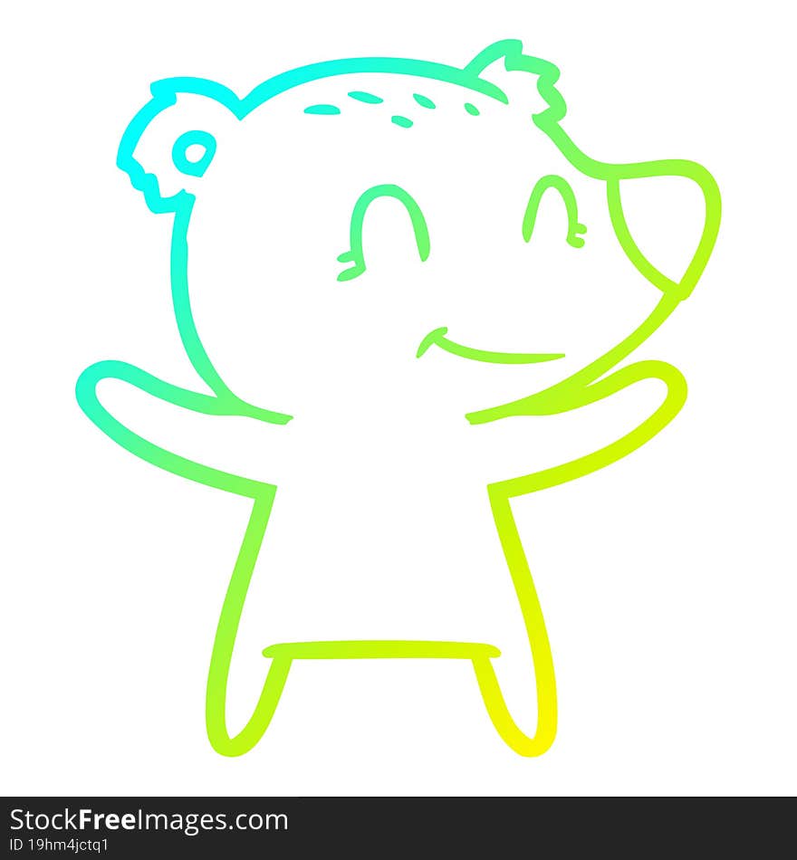 cold gradient line drawing smiling bear cartoon