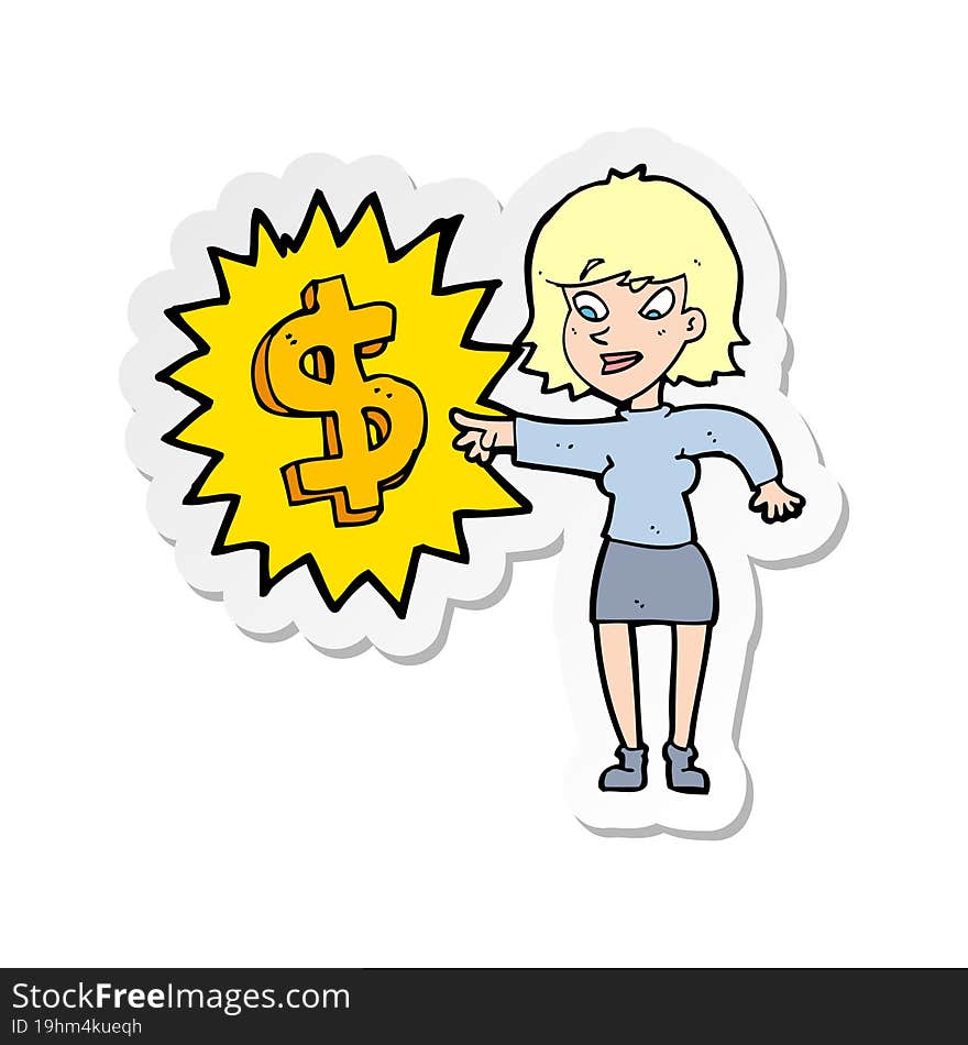 sticker of a making money cartoon