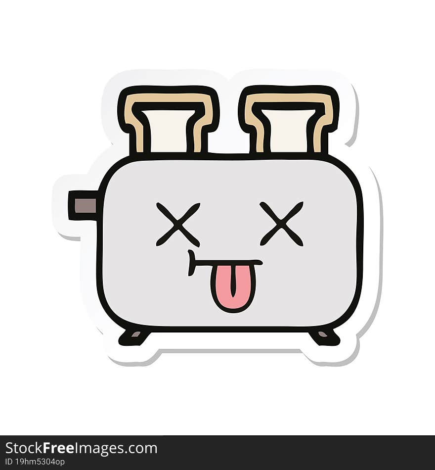 sticker of a cute cartoon of a toaster