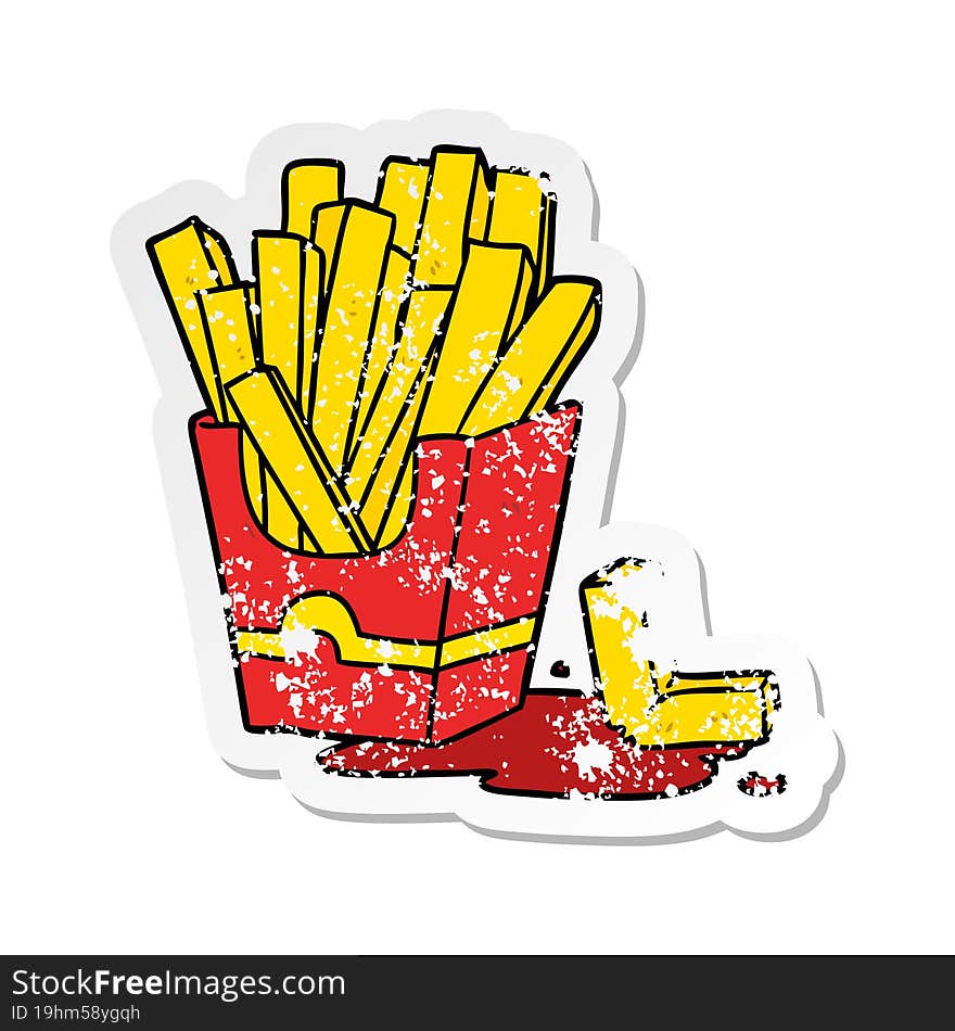 Distressed Sticker Of A Cartoon Fries