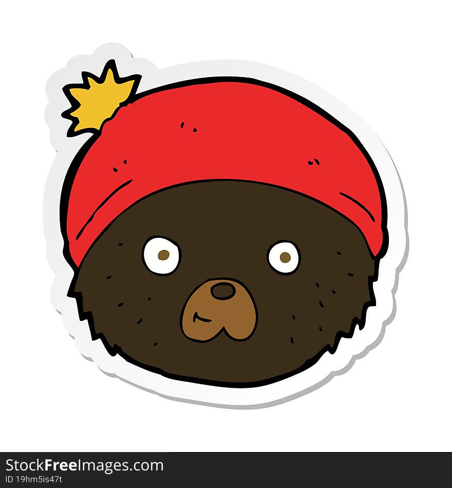 Sticker Of A Cartoon Teddy Bear Face