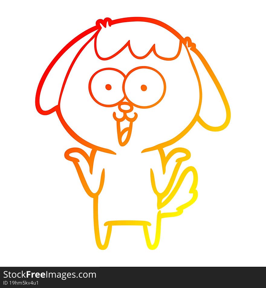 warm gradient line drawing of a cute cartoon dog