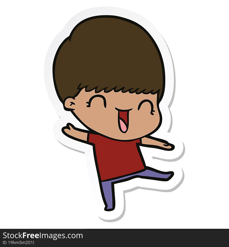 sticker of a happy cartoon boy