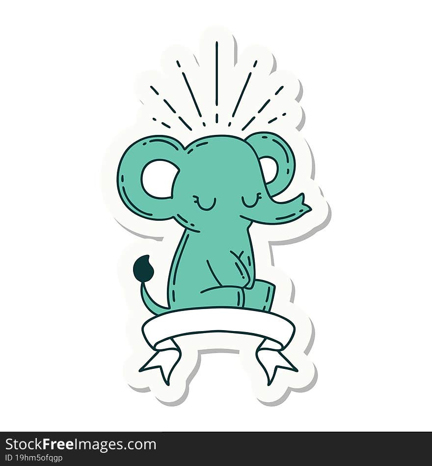 sticker of tattoo style cute elephant