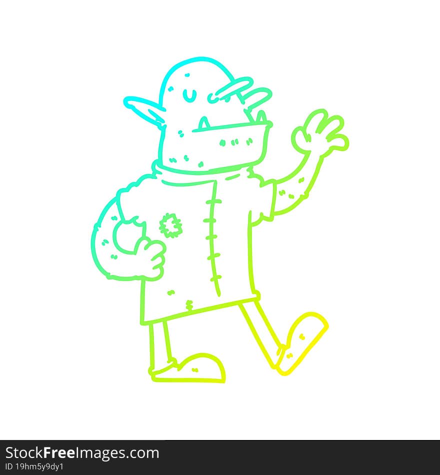 Cold Gradient Line Drawing Cartoon Goblin