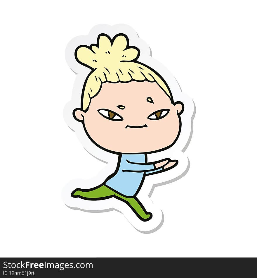 sticker of a cartoon woman